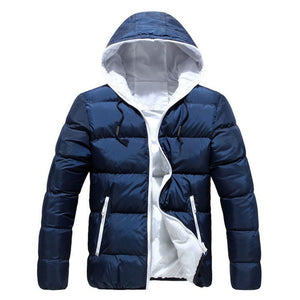 Men Jacket Winter Warm 2019 Fashion Thick Long Sleeve Zipper Pocket Hooded Hoodies Patchwork Male Parka Slim Coat Plus Size