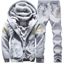 Laden Sie das Bild in den Galerie-Viewer, Tracksuit Men Sporting Fleece Thick Hooded Brand-Clothing Casual Track Suit Men Jacket+Pant Warm Fur Inside Winter Sweatshirt