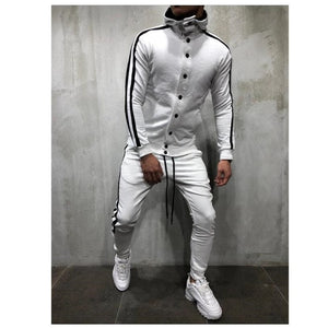 Sweat Suits Clothing Casual Summer Tracksuits Stand Collars Streetwar Tops Mens Button Sport suit 2 piece Men's suit